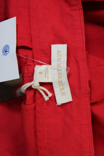 Ann Mashburn Womens Red Chino Pants Cotton Button Inseam 28 Size 0