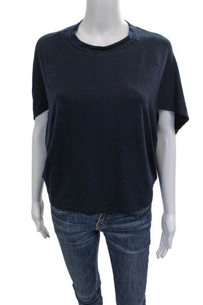 Kal Rieman Womens Basic Blue Bamboo Rayon Short Sleeve T-Shirt Size XS