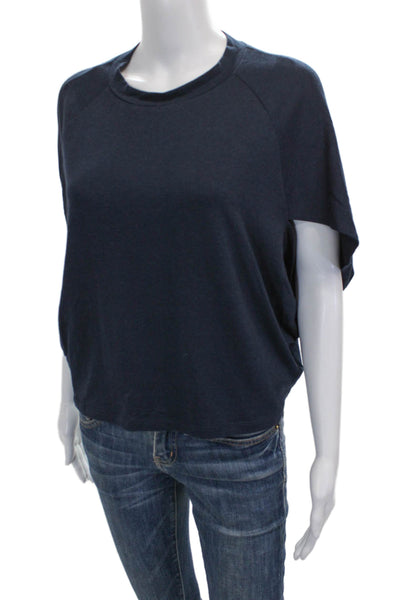 Kal Rieman Womens Basic Blue Bamboo Rayon Short Sleeve T-Shirt Size XS