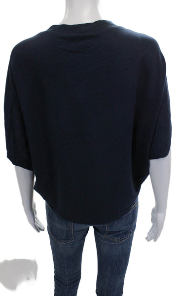 Kal Rieman Womens Basic Blue Bamboo Rayon Short Sleeve T-Shirt Size XS