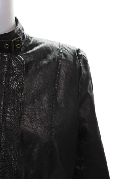 Marc New York Womens Biker Leather Jacket Black Zip Size M