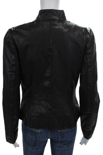 Marc New York Womens Biker Leather Jacket Black Zip Size M