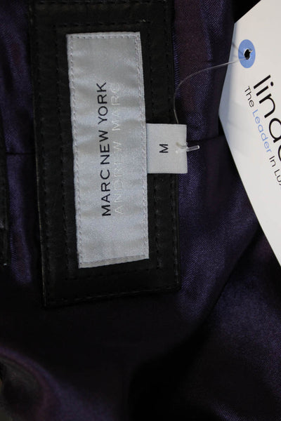 Marc New York Womens Biker Leather Jacket Black Zip Size M