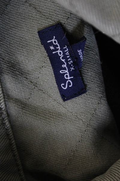Splendid Women Quilted Cotton Button Jacket Green Size XS
