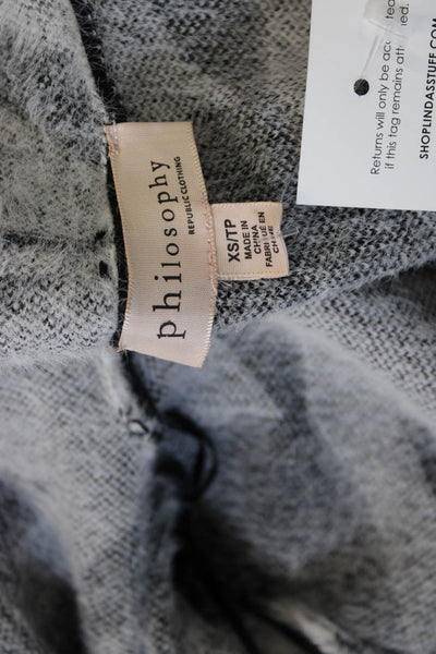 philosophy Womens Black Geometric Collared Long Sleeve Nylon Cardigan Size XS