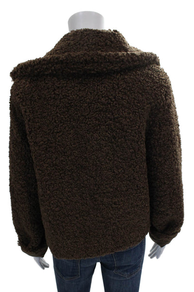 Avec Les Filles Womens Brown Polyester Jacket Long Sleeve Hook Front Size S