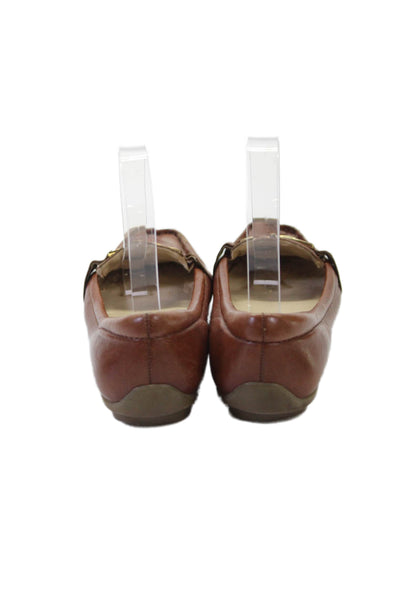 Lauren Ralph Lauren Womens Leather Logo Accent Loafers Brown Size 6.5