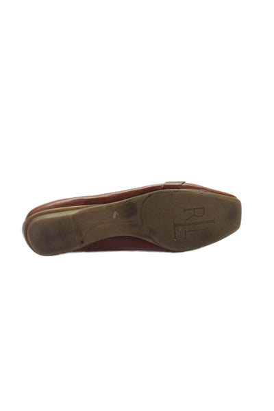 Lauren Ralph Lauren Womens Leather Logo Accent Loafers Brown Size 6.5