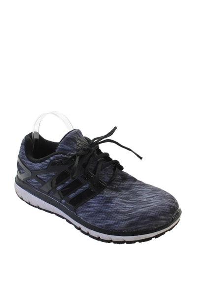 Adidas Mens Striped Lace-Up Tied Round Toe Running Sneakers Blue Size 9.5