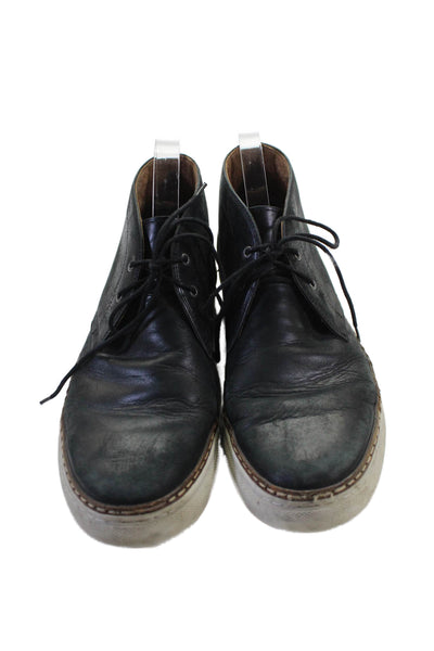 Florsheim Mens Leather Lace-Up High Top Sneakers Black Size 13