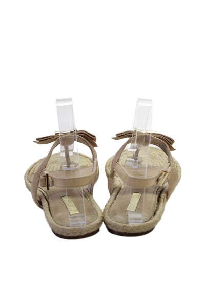 Louise et Cie Womens Leather Bow T-Strap Sandals Beige Size 6