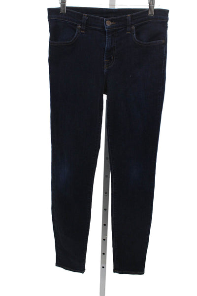 J Brand Women Blue Skinny Jeans Mid Rise Cotton Blend Button Size 28