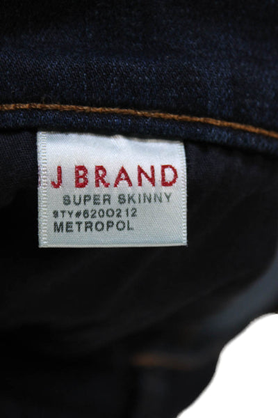J Brand Women Blue Skinny Jeans Mid Rise Cotton Blend Button Size 28