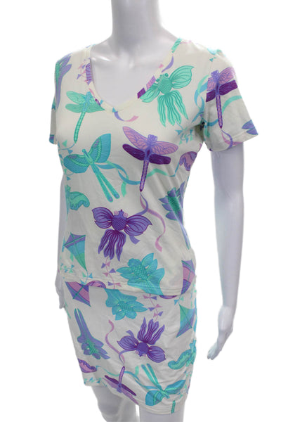 Manuel Canovas Women Multicolor Animal Print V Neck Short Sleeve Set Size 6