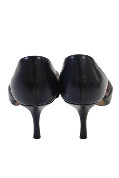 Giorgio Armani Womens Leather Pointed Toe Heels Pumps Black Size 36.5 6.5