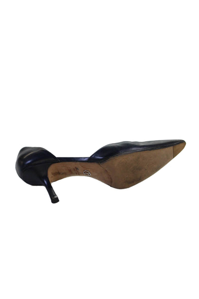 Giorgio Armani Womens Leather Pointed Toe Heels Pumps Black Size 36.5 6.5