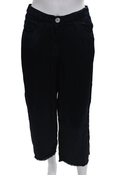 Jaga Womens Cropped Black Rayon Pants Button Closure Size 0