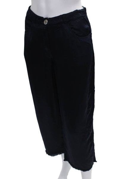 Jaga Womens Cropped Black Rayon Pants Button Closure Size 0