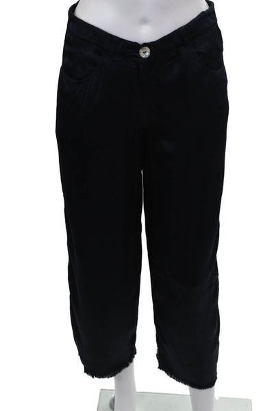 Jaga Women Cropped Blue Rayon Button Pants Size 2