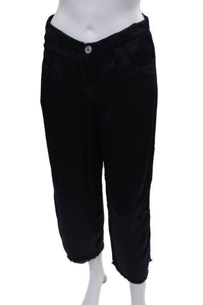 Jaga Women Cropped Blue Rayon Button Pants Size 2