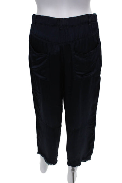 Jaga Women Cropped Blue Rayon Button Pants Size 2