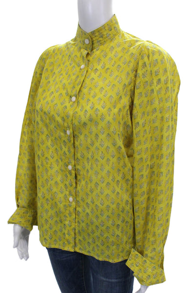Claramonte Womens Basic Collared Floral Cotton Button Long Sleeve Blouse Size S