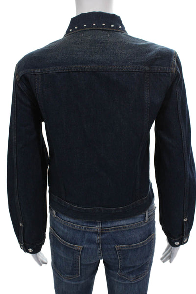 Re/Done Women Basic Jacket Blue Cotton Button Long Sleeve Fall Size XS