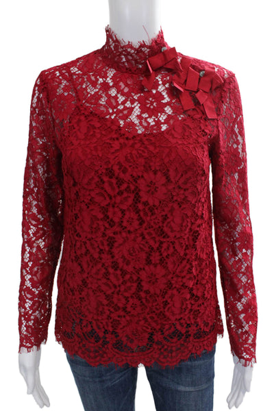J Crew Women Floral Lace High Neck Long Sleeve Button Blouse Size 00