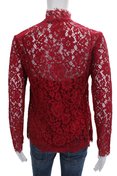J Crew Women Floral Lace High Neck Long Sleeve Button Blouse Size 00