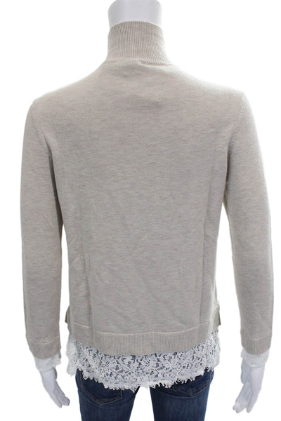 Joie Women Pullover Sweater Mock Neck Wool Beige Long Sleeve Size XS