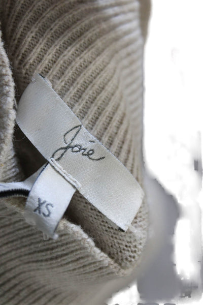 Joie Women Pullover Sweater Mock Neck Wool Beige Long Sleeve Size XS