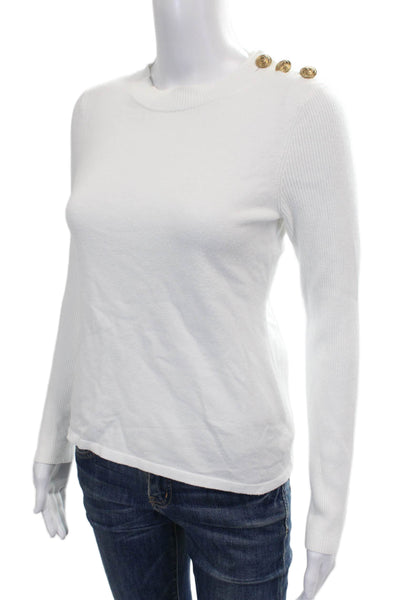 L Agence Women Pullover White Rayon Crew Neck Long Sleeve Size S