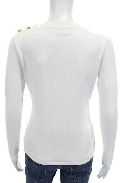 L Agence Women Pullover White Rayon Crew Neck Long Sleeve Size S