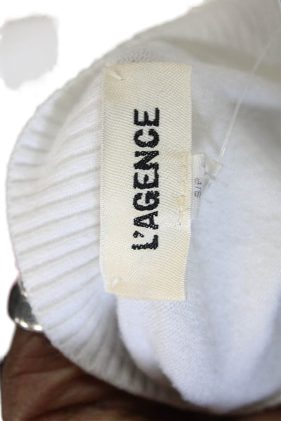 L Agence Women Pullover White Rayon Crew Neck Long Sleeve Size S