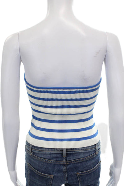Favorite Daughter Women Cropped Striped Sweetheart Tank Blue Size S