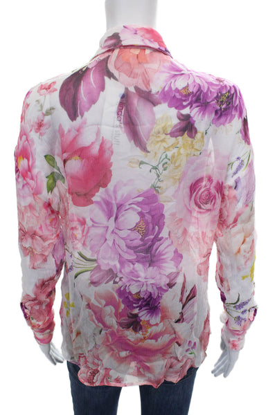 Rococo Sand Women Floral Collared Viscose Long Sleeve Blouse Multicolor Size XS