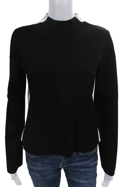 Veronica Beard Women Black Striped Viscose Mock Neck Long Sleeve Blouse Size XS