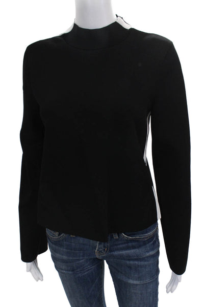 Veronica Beard Women Black Striped Viscose Mock Neck Long Sleeve Blouse Size XS