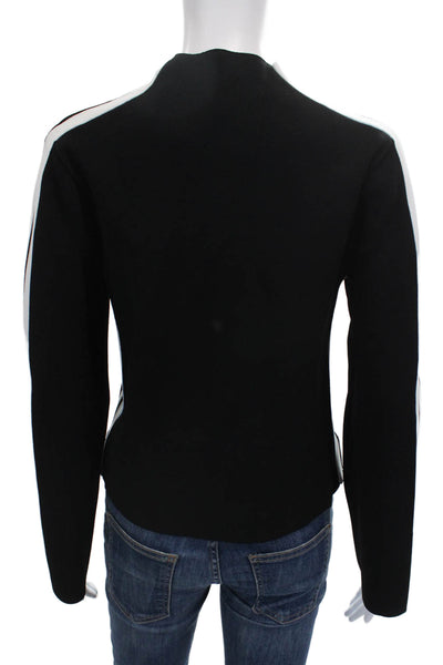 Veronica Beard Women Black Striped Viscose Mock Neck Long Sleeve Blouse Size XS