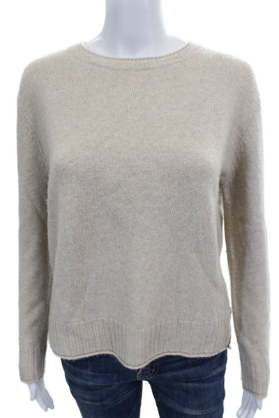 Jenni Kayne Women Pullover Wool Crew Neck Sweater Beige Size S