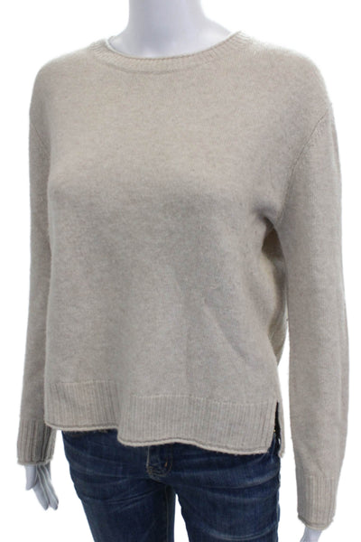 Jenni Kayne Women Pullover Wool Crew Neck Sweater Beige Size S