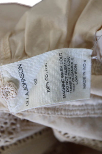Ulla Johnson Womens Beige Cotton Collared Button Blouse Long Sleeve Size 00