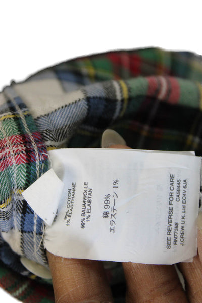 J Crew Women Basic Plaid Cotton Collared 3/4 Sleeve Button-Up Blouse Size 00