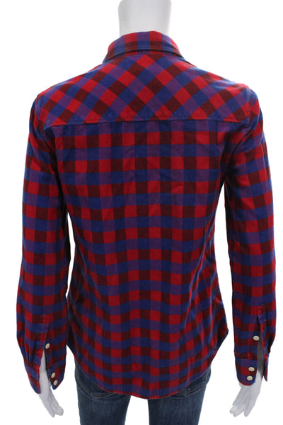J Crew Women Collared Plaid Cotton Button-Up Long Sleeve Red Fall Size 0