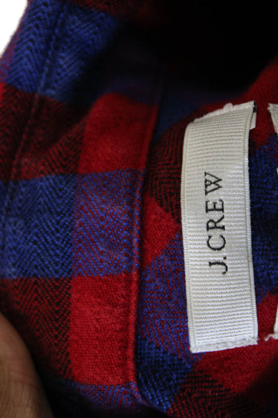 J Crew Women Collared Plaid Cotton Button-Up Long Sleeve Red Fall Size 0