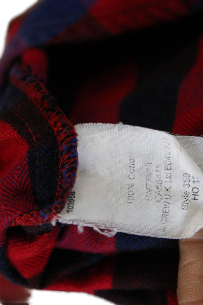 J Crew Women Collared Plaid Cotton Button-Up Long Sleeve Red Fall Size 0