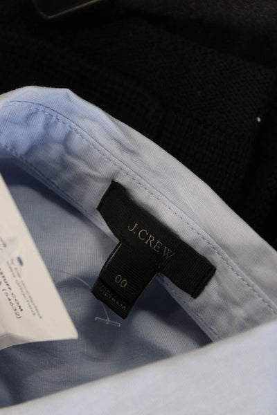 J Crew Women Basic Collared Short Sleeve Button Up Blue 97% Cotton Size 00