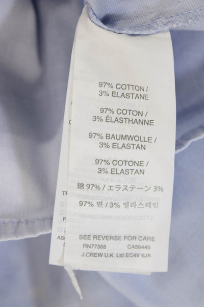 J Crew Women Basic Collared Short Sleeve Button Up Blue 97% Cotton Size 00