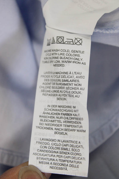 J Crew Women Basic Collared Short Sleeve Button Up Blue 97% Cotton Size 00