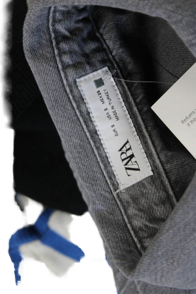 Zara Womens Basic Jacket Gray Cotton Collared Button Long Sleeve Size S